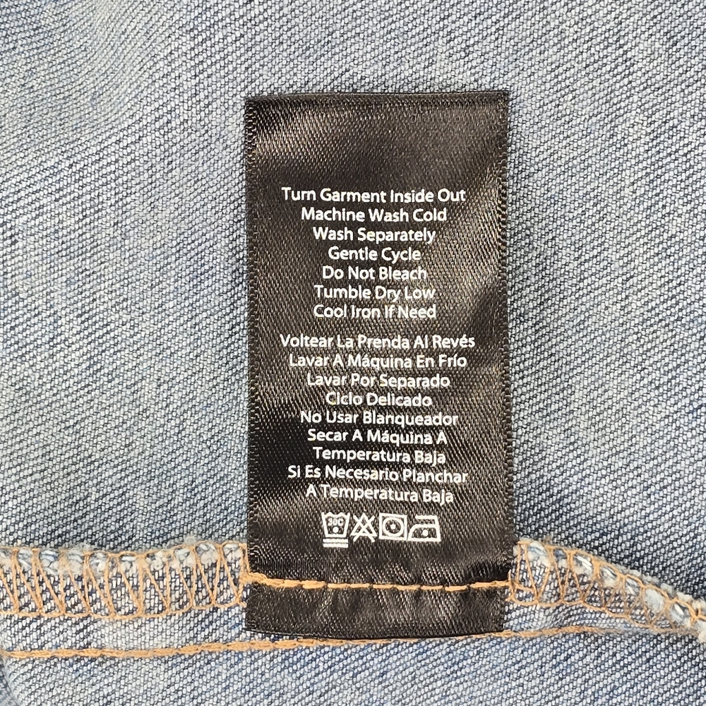 NWT Frye Light Wash Denim Mini Dress Sleeveless V-Neck Button Front Size XL - Picture 9 of 10